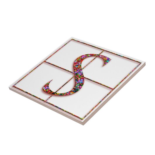 S Trajanus Red Custom Monogram Tile Fliese (Seite)