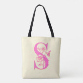 S Ursprüngliche Butterfly & Blume Tote Bag Tasche (Rückseite)