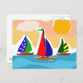 SA - Farbenfrohe Segelboote Kunst Postkarte (Vorne/Hinten)