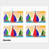 SA - Farbenfrohe Segelboote Kunst Rechteckiger Aufkleber (Blatt)