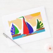 SA - Farbenfrohe Segelboote Kunst Rechteckiger Aufkleber (Umschlag)