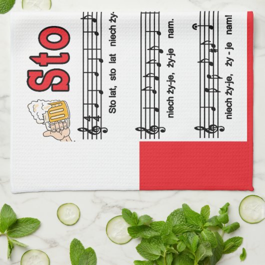 Sa Lat! Song mit Bier-Tasse Geschirrtuch (Gefaltet)