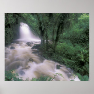 SA, Peru, S.H. Machu Picchu, Wasserfall und Wolke Poster