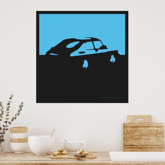 Saab 900 SPG/Aero - Blau auf Holzkohle schwarzes P Poster (Küche)