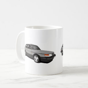 Saab 900 Turbo 16 Aero, zwei hellgraue Bilder Kaffeetasse