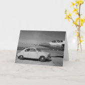 Saab 93b Vintag 1958 Schwarz-Weiß-Foto Karte (Gelbe Blume)