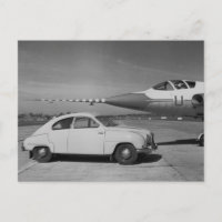 Saab 93b Vintag 1958 Schwarz-Weiß-Foto