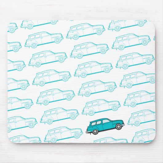 Saab 95 Retro mousepad - Aqua (Vorne)