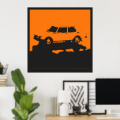 Saab 99 EMS - Orange auf Holzkohle schwarzes Poste Poster (Heimbüro)