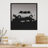 Saab 99 EMS - Silbergrau auf Holzkohle schwarzes P Poster (Küche)