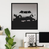 Saab 99 EMS - Silbergrau auf Holzkohle schwarzes P Poster (Heimbüro)