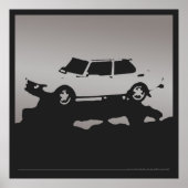 Saab 99 EMS - Silbergrau auf Holzkohle schwarzes P Poster (Vorne)