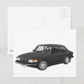 Saab 99 schwarz postkarte (Vorne/Hinten)