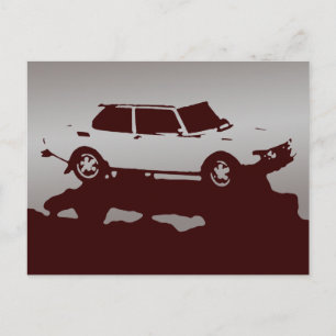 Saab 99 Turbo Postkarte - Silber im Dunkeln