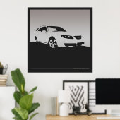 Saab 9-5 Aero vorne - Grau auf kohlebeständigem Hi Poster (Heimbüro)