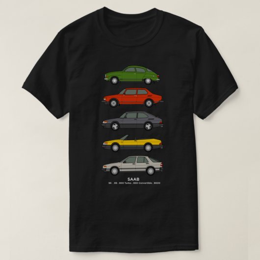 Saab Car Kontur Illustration T-Shirt (Design vorne)