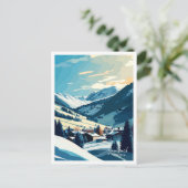 Saalbach Austria Travel Vintag Illustration Postkarte (Stehend Vorderseite)