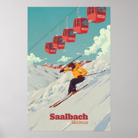 Saalbach Skicircus Skigebiet Reiseplakat Poster (Vorne)