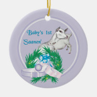 Saanen Goat Baby's First Christmas Wreath Holiday