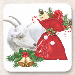 Saanen Goat Holiday Spirit Getränkeuntersetzer