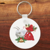 Saanen Goat Holiday Spirit Schlüsselanhänger (Vorderseite)