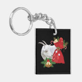 Saanen Goat Holiday Spirit Schlüsselanhänger (Vorderseite links)