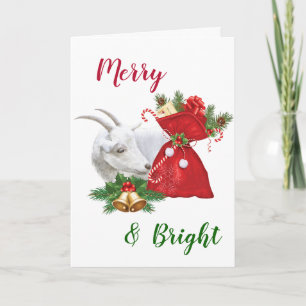 Saanen Goat Merry & Bright Feiertagskarte