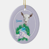 Saanen Goat Wreath Holiday Keramik Ornament (Rechts)