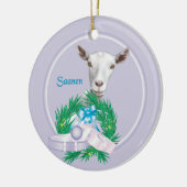 Saanen Goat Wreath Holiday Keramik Ornament (Links)