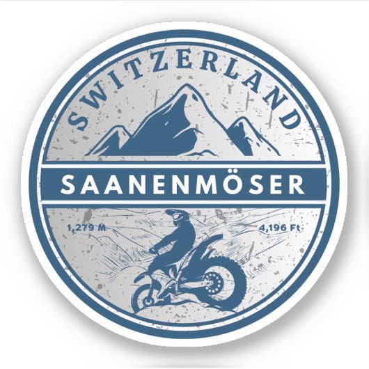 Saanenmöser Pass - Schweizer Alpen - Motorradtour Aufkleber (Vorderseite)