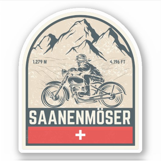 Saanenmöser Pass - Schweizer Alpen - Motorradtour Aufkleber (Vorderseite)