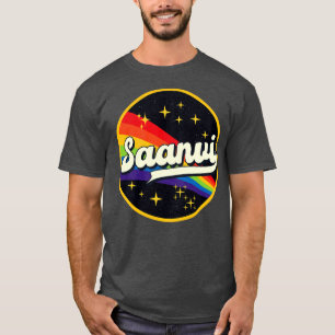 Saanvi Regenbogen im Weltraum Vintager Stil T-Shirt