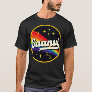 Saanvi Regenbogen im Weltraum Vintager Stil T-Shirt
