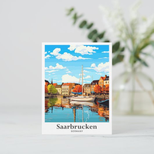 Saarbrucken Deutschland Vintage Travel Illustratio Postkarte (Stehend Vorderseite)