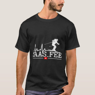 Saas-fee Heartbeat Skigebiet Schweizer Alpen Skifa T-Shirt