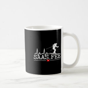 Saas-fee Herzschlag Skigebiet Schweizer Alpen Skif Kaffeetasse