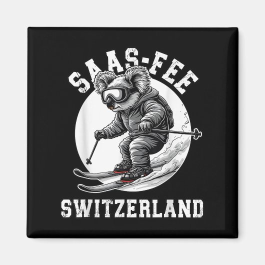 Saas-fee Koala-Bär-Ski- Resort Schweizer Alpen Ski Magnet (Vorne)