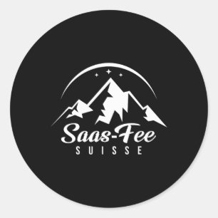 Saas-Fee Schweiz Skigebiet Skigebiet Snowboardin Runder Aufkleber