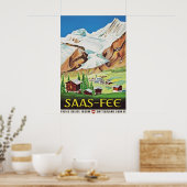 Saas Fee Schweiz Vintage Reiseposter, Schweizer Poster (Küche)