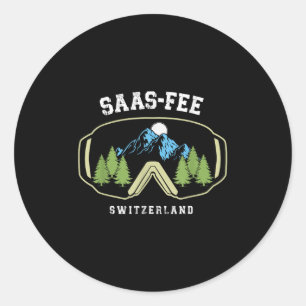 Saas-fee Skibrille Resort Schweizer Alpen Skifahre Runder Aufkleber