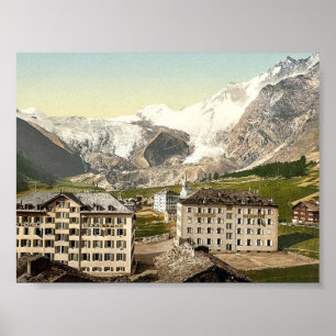 Saas Gebühr, die Hotels, Wallis, Alpen von, die Poster