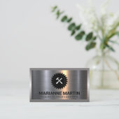 Saat und Hammer | Metallic Visitenkarte (Stehend Vorderseite)