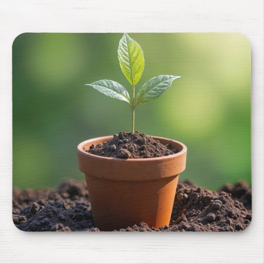Saatgut in Terracotta Pot Mousepad (Vorne)