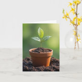 Saatgut in Terracotta Pot Notecard Karte (Gelbe Blume)