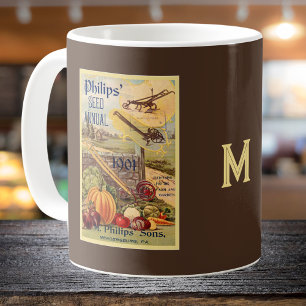 Saatgutkatalog Gemüsefarm Vintage Initiale Kaffeetasse