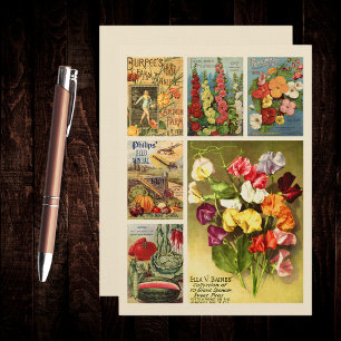 Saatgutpaketkatalog Vintage Blume Mitteilungskarte