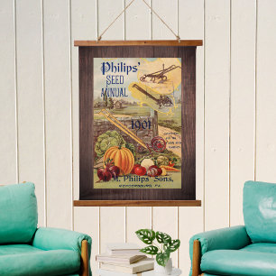 Saatpackfarm Katalog Ernte Vintage Veggie Wandteppich Mit Holzrahmen