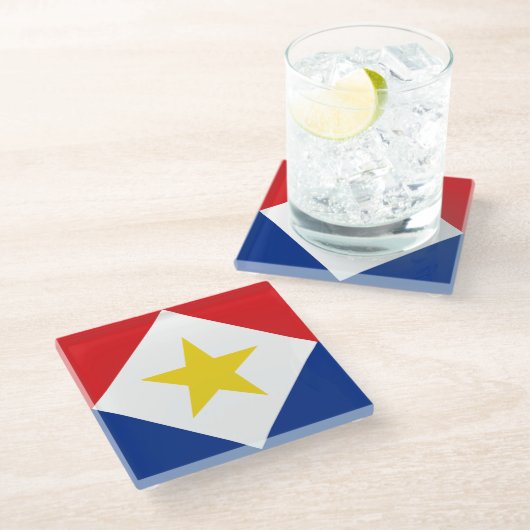 Saba Flag Glasuntersetzer (Schrägansicht)