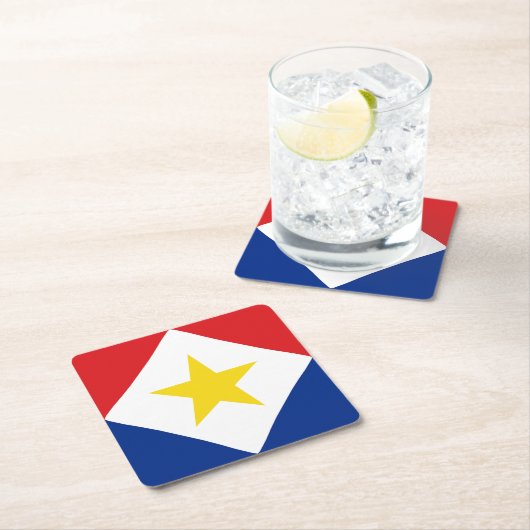 Saba Flag Rechteckiger Pappuntersetzer (Vor Ort)