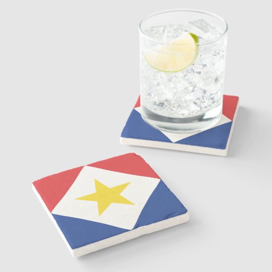 Saba Flag Steinuntersetzer (Seitenansicht)